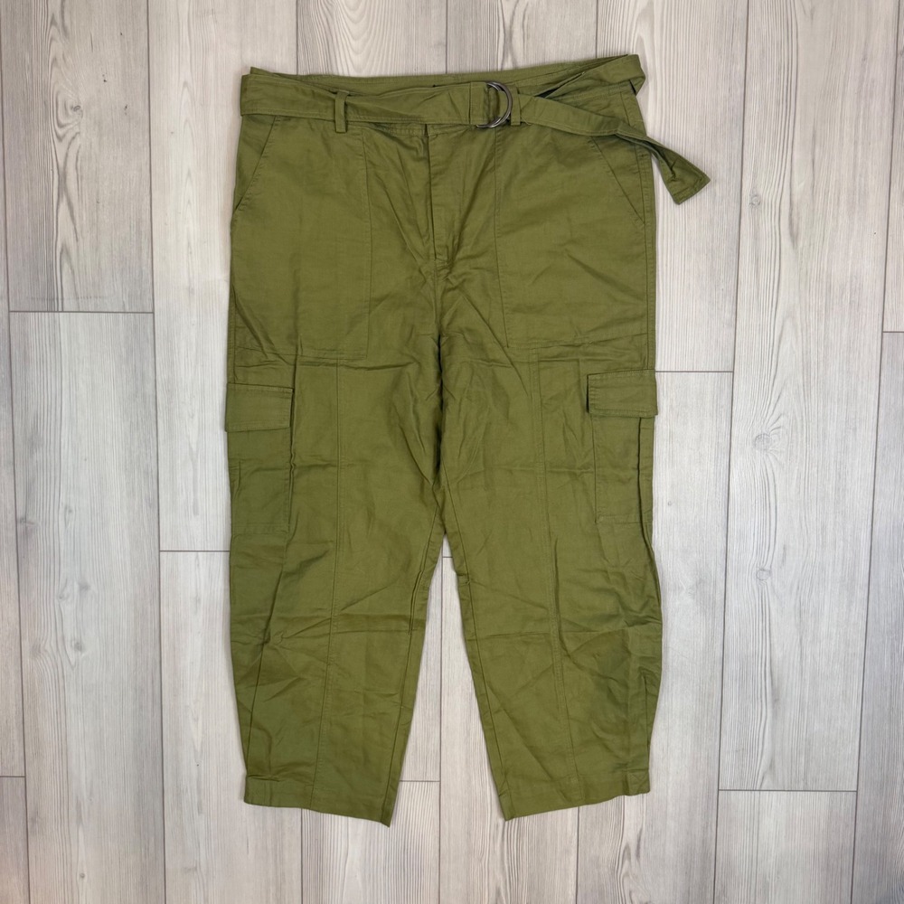 Quince Olive Green Cargo Trousers with Belt
